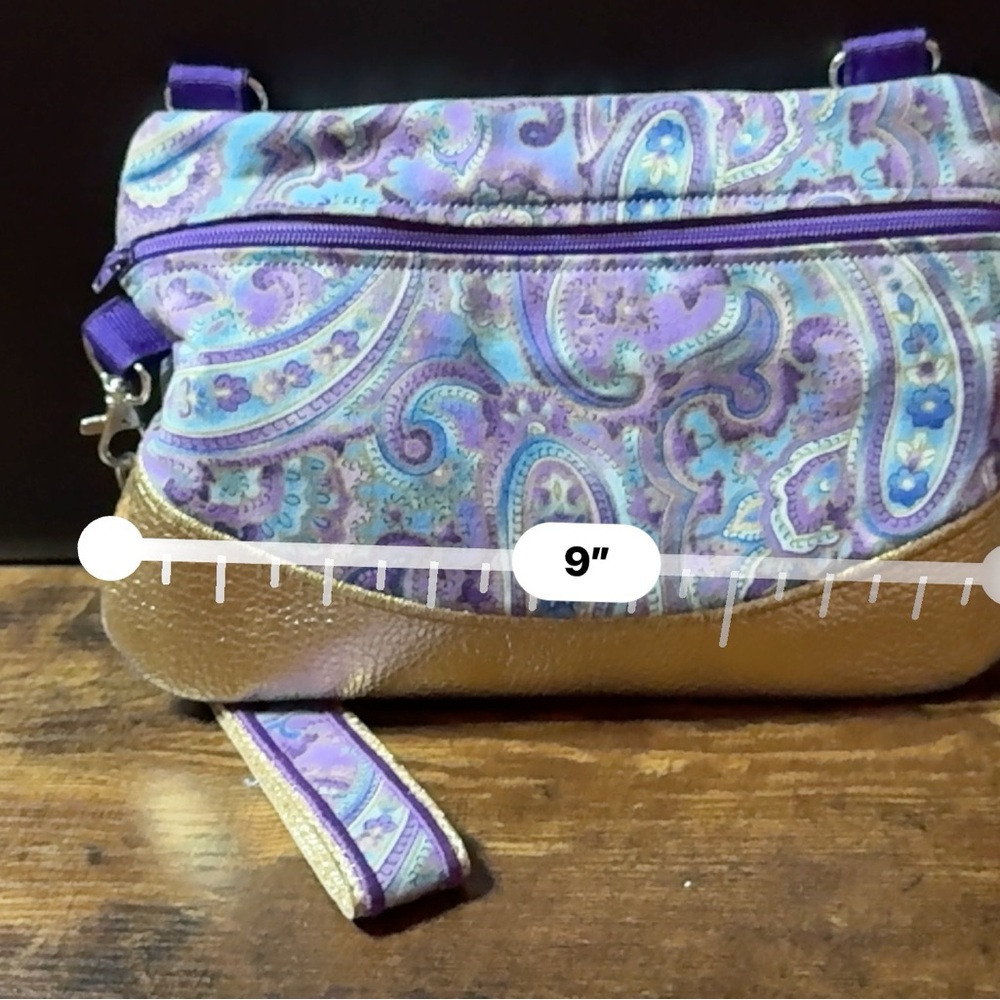 Homemade by Gloria McAdams a Purple & Gold Paisley Bag/wristlet/crossbody - Picture 8 of 8